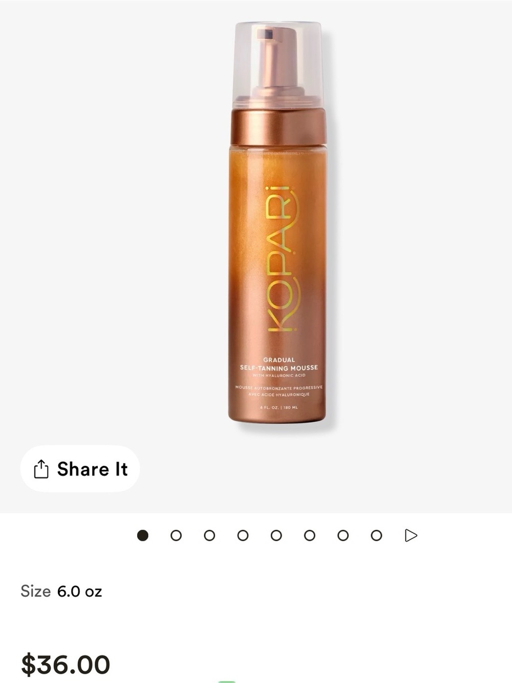 Kopari Bronze Gradual Self-Tanning Mousse - Copper & Gold Bottle